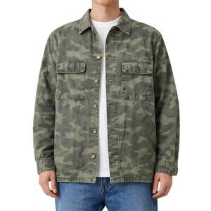 Urban Outfitters Green Camo Cotton Utility Overshirt Jacket Festival Gorpcore L